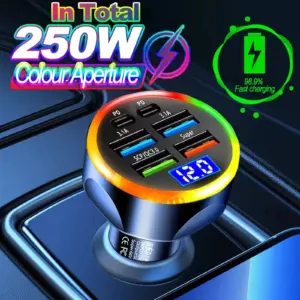 מטען מהיר לרכב 66-250W PD QC3.0 עם תצוגה דיגיטלית